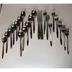International Silver Insico Nassau Stainless Flatware Lot Set 22pc USA Discont